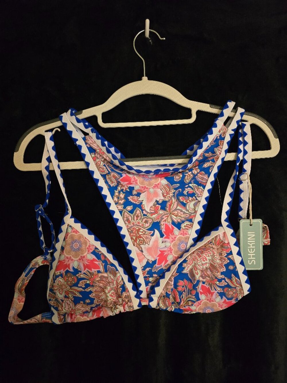 SHEKINI Bikini Set Size M Scalloped Halter Paisley Floral 2pc NWT